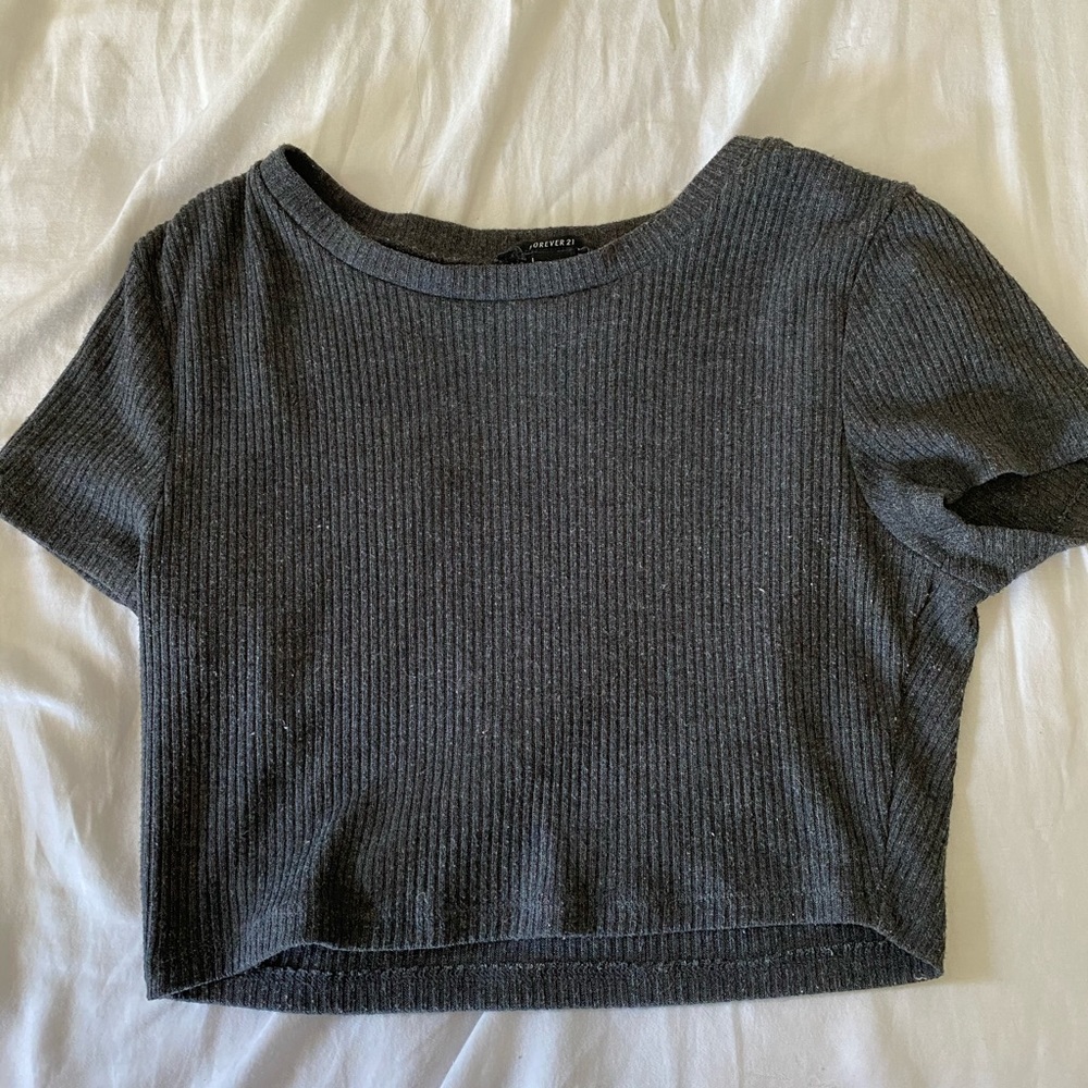 forever21 basic grey crop top